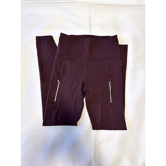Athleta Women's Rainier Brushed Tights Running Pockets Eggplant Purple XS - Picture 5 of 14